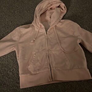 PacSun brandy Melville light pink cropped zip up